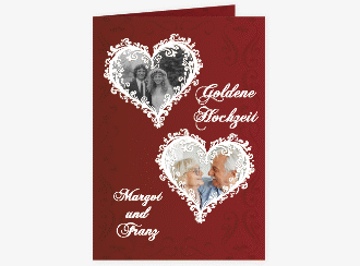 Menükarte Hochzeit Goldene Hochzeit A5 Klappkarte hoch rot