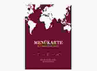 Menükarte Hochzeit Traumziel A5 Klappkarte hoch rot im Reisepass-Design