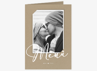 Klick: Details zu Menükarte Hochzeit "Crafty" anzeigen Menükarte Hochzeit Crafty A5 Klappkarte hoch beige