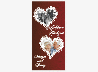 Menükarte Hochzeit Goldene Hochzeit lange Karte hoch rot