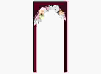 Menükarte Hochzeit Blumenbogen lange Karte hoch rot