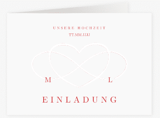 Klick: Details zu Hochzeitseinladung "Infinity" anzeigen Hochzeitseinladung Infinity mittlere Klappkarte quer rot