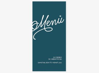 Menükarte Geburtstag Schwungvoll lange Karte hoch blau