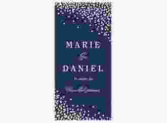 Menükarte Hochzeit Glitter lange Karte hoch blau