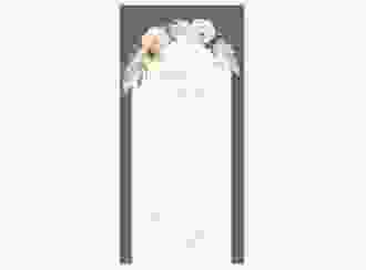 Menükarte Hochzeit Blumenbogen lange Karte hoch grau