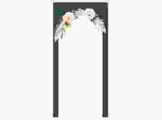 Menükarte Hochzeit Blumenbogen lange Karte hoch blau