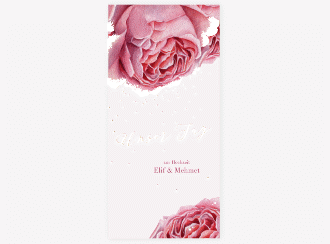 Klick: Details zu Tagesablauf Hochzeit "Cherie" anzeigen Tagesablauf Hochzeit Cherie lange Karte hoch rosa