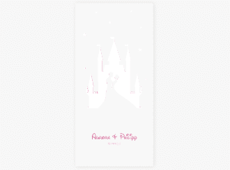 Klick: Details zu Tagesablauf Hochzeit "Castle" anzeigen Tagesablauf Hochzeit Castle lange Karte hoch rosa