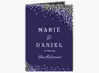 Menükarte Hochzeit Glitter A5 Klappkarte hoch blau
