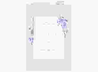 Menükarte Hochzeit Blauregen A5 Klappkarte hoch blau mit Wisteria-Blüten