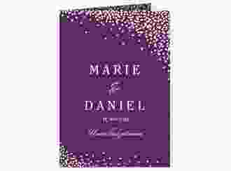 Menükarte Hochzeit Glitter A5 Klappkarte hoch lila