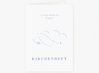 Klick: Details zu Kirchenheft Hochzeit "Infinity" anzeigen Kirchenheft Hochzeit Infinity A5 Klappkarte hoch blau