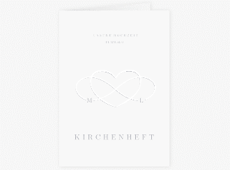 Klick: Details zu Kirchenheft Hochzeit "Infinity" anzeigen Kirchenheft Hochzeit Infinity A5 Klappkarte hoch grau