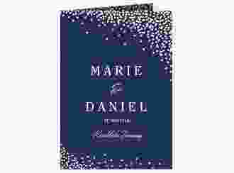 Kirchenheft Hochzeit Glitter A5 Klappkarte hoch blau