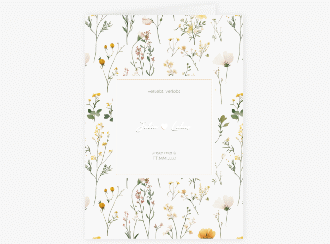 Menükarte Hochzeit Blumenwiese A5 Klappkarte hoch bunt