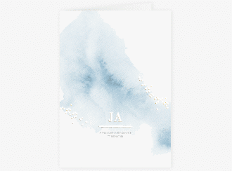 Menükarte Hochzeit Pastell A5 Klappkarte hoch blau