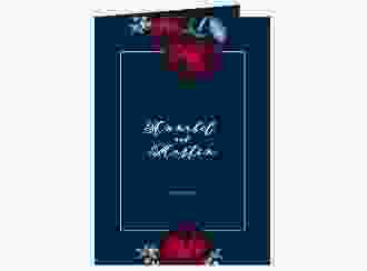 Kirchenheft Hochzeit Peonies A5 Klappkarte hoch blau elegant mit Pfingstrosen