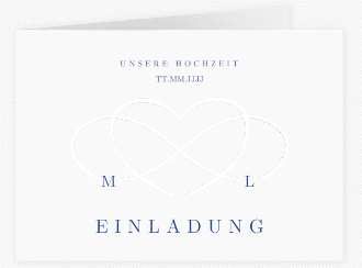 Klick: Details zu Hochzeitseinladung "Infinity" anzeigen Hochzeitseinladung Infinity mittlere Klappkarte quer blau