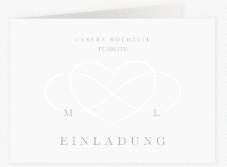 Klick: Details zu Hochzeitseinladung "Infinity" anzeigen Hochzeitseinladung Infinity mittlere Klappkarte quer grau