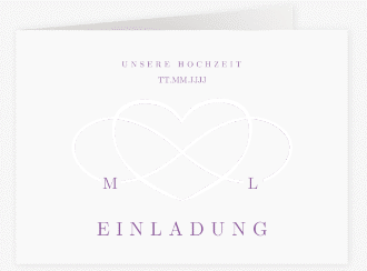 Klick: Details zu Hochzeitseinladung "Infinity" anzeigen Hochzeitseinladung Infinity mittlere Klappkarte quer lila