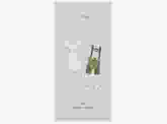Menükarte Hochzeit Trachtenhochzeit lange Karte hoch beige mit Dirndl und Lederhose