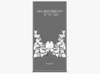 Menükarte Hochzeit Royal lange Karte hoch gruen mit barockem Blumen-Ornament