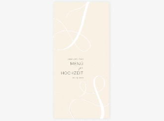 Menükarte Hochzeit Eheschließung lange Karte hoch beige