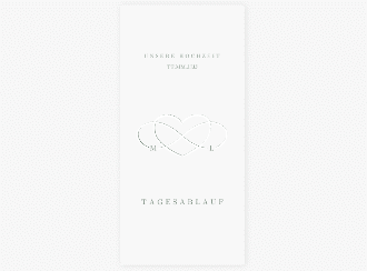 Klick: Details zu Tagesablauf Hochzeit "Infinity" anzeigen Tagesablauf Hochzeit Infinity lange Karte hoch gruen