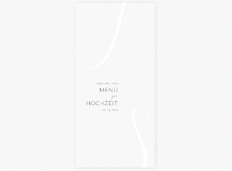 Menükarte Hochzeit Eheschließung lange Karte hoch weiss