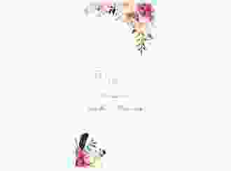 Menükarte Hochzeit Flowers lange Karte hoch weiss mit bunten Aquarell-Blumen