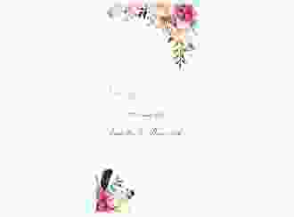Tagesablauf Hochzeit Flowers lange Karte hoch weiss mit bunten Aquarell-Blumen