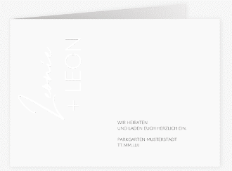 Hochzeitseinladung Your Name mittlere Klappkarte quer weiss