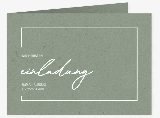 Klick: Details zu Hochzeitseinladung "Simple Line" anzeigen Hochzeitseinladung Simple Line mittlere Klappkarte quer gruen