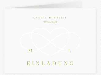 Klick: Details zu Hochzeitseinladung "Infinity" anzeigen Hochzeitseinladung Infinity mittlere Klappkarte quer gruen