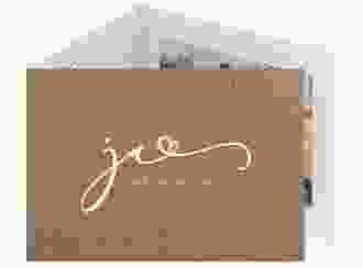 Hochzeitseinladung Jawort A6 Doppel-Klappkarte beige modern minimalistisch mit veredelter Aufschrift