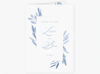 Klick: Details zu Einladungskarte Hochzeit "Classicblue" anzeigen Einladungskarte Hochzeit Classicblue A6 Klappkarte hoch kraftpapier