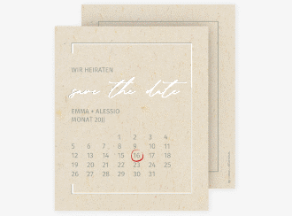 Klick: Details zu Save the Date-Kalenderblatt "Simple Line" anzeigen Save the Date-Kalenderblatt Simple Line Kalenderblatt-Karte grau