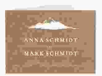 Hochzeitseinladung Berghochzeit A6 Klappkarte quer kraftpapier mit Berg-Motiv