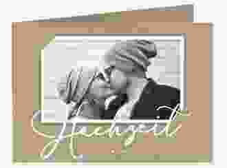 Hochzeitseinladung Crafty A6 Klappkarte quer beige mit Foto