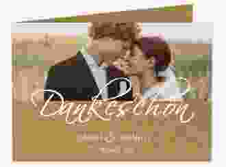 Dankeskarte Hochzeit Big Picture A6 Klappkarte quer kraftpapier mit Foto des Brautpaars