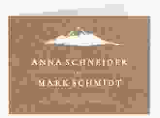 Hochzeitseinladung Berghochzeit A6 Klappkarte quer kraftpapier mit Berg-Motiv