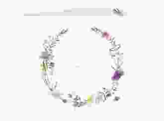 Danksagungskarte Hochzeit Blumengarten A6 Klappkarte quer weiss mit Blumenkranz und Hummel