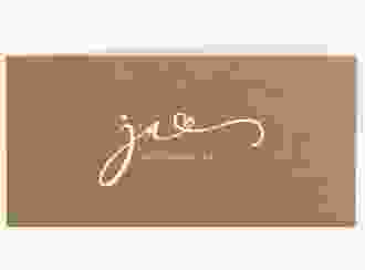 Hochzeitseinladung Jawort lange Klappkarte quer beige modern minimalistisch mit veredelter Aufschrift