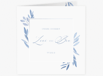 Klick: Details zu Hochzeitseinladung "Classicblue" anzeigen Hochzeitseinladung Classicblue quadr. Klappkarte kraftpapier