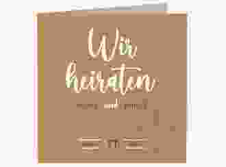 Hochzeitseinladung Noble quadr. Klappkarte kraftpapier mit elegantem Schriftzug