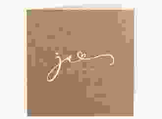 Hochzeitseinladung Jawort quadr. Klappkarte beige modern minimalistisch mit veredelter Aufschrift