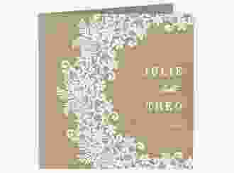 Hochzeitseinladung Mariage quadr. Klappkarte Kraftpapier mit Bogen aus weißer Spitze
