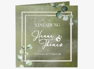 Klick: Details zu Hochzeitseinladung "Jade" anzeigen Hochzeitseinladung Jade quadr. Klappkarte gruen