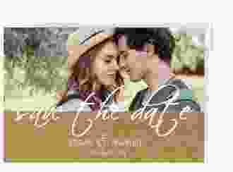 Save the Date-Postkarte Big Picture A6 Postkarte kraftpapier mit Foto des Brautpaars