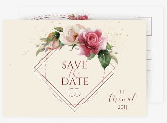 Klick: Details zu Save the Date-Postkarte "Rosenbogen" anzeigen Save the Date-Postkarte Rosenbogen A6 Postkarte rosa